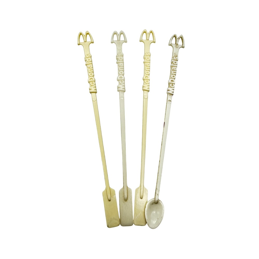 Vintage McDonalds Coffee Stirrers and Spoon Set of 4 Plastic 1970s Memorabilia